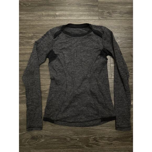 Lululemon Base Runner Long Sleeve Mini Check Pique Black Heathered Black / Black - Picture 1 of 8